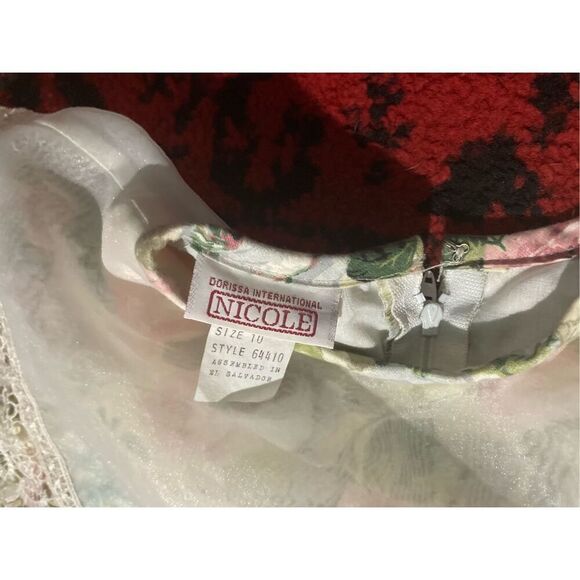 Girls Kids Nicole Vintage 80s SZ 10 FLORAL Dress LACE SO Pretty VTG - Picture 6 of 16